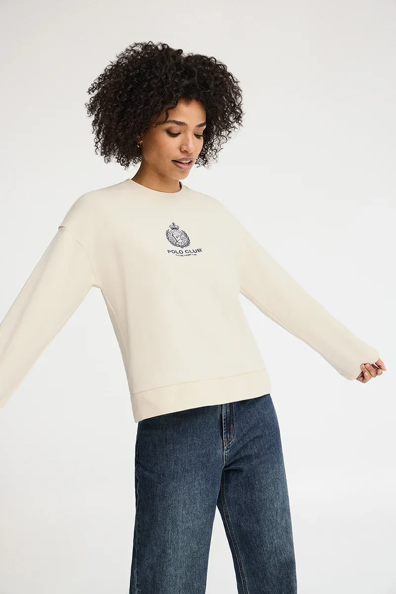 Nude straight-fit sweatshirt with Polo Club Nautic logo - Image 4
