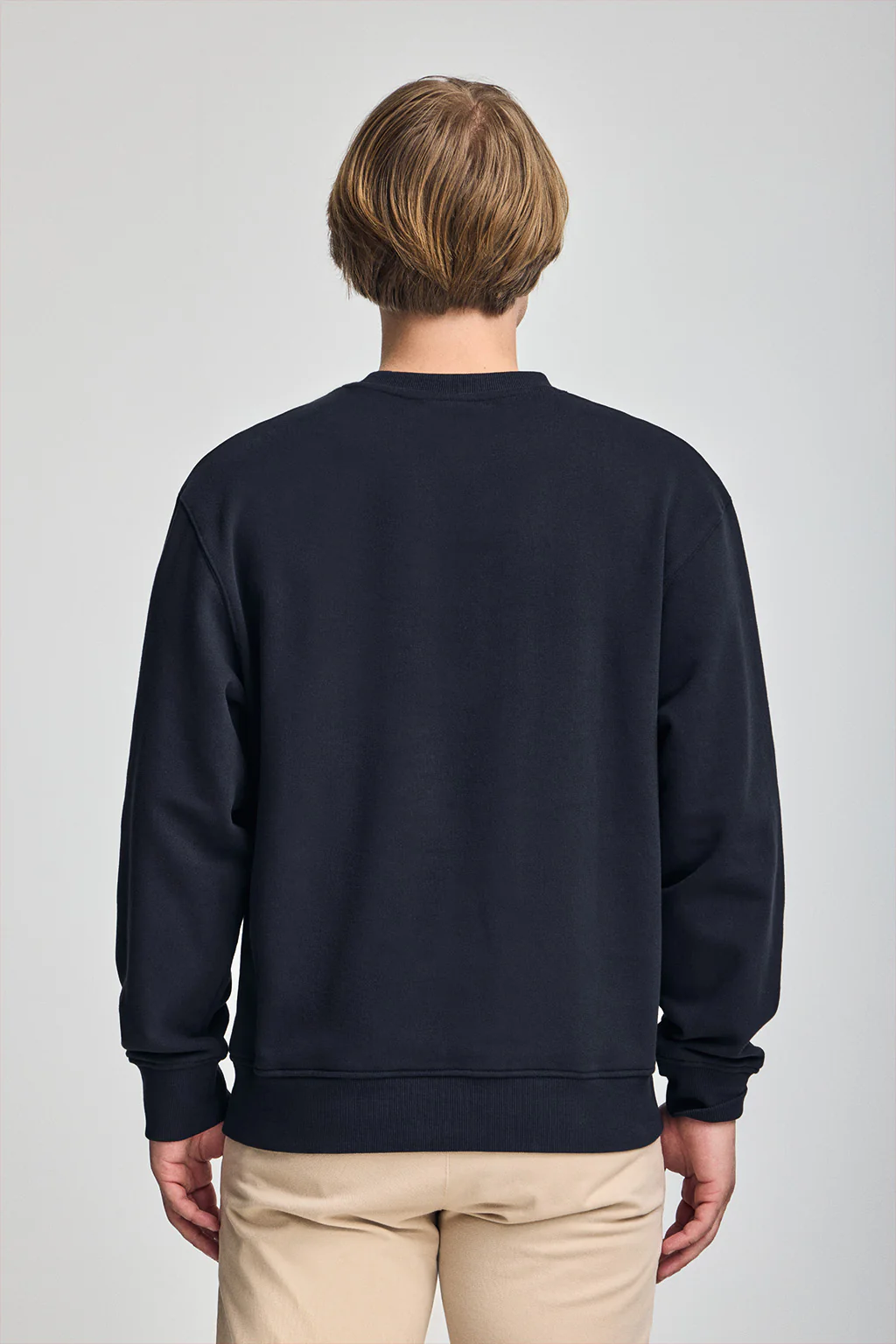 Navy-blue round-neck oversize sweatshirt with Minimal Combo logo - Image 5