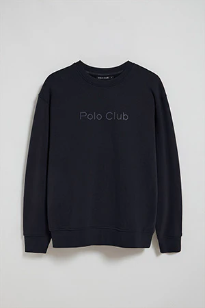 Navy-blue round-neck oversize sweatshirt with Minimal Combo logo - Image 9
