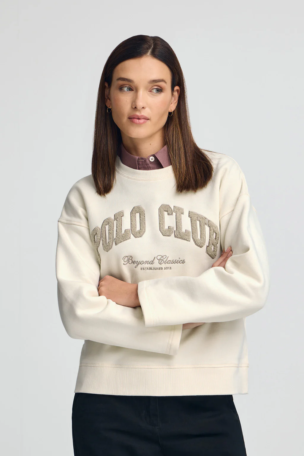 Nude wide-fit sweatshirt with Established 2012 Polo Club logo
