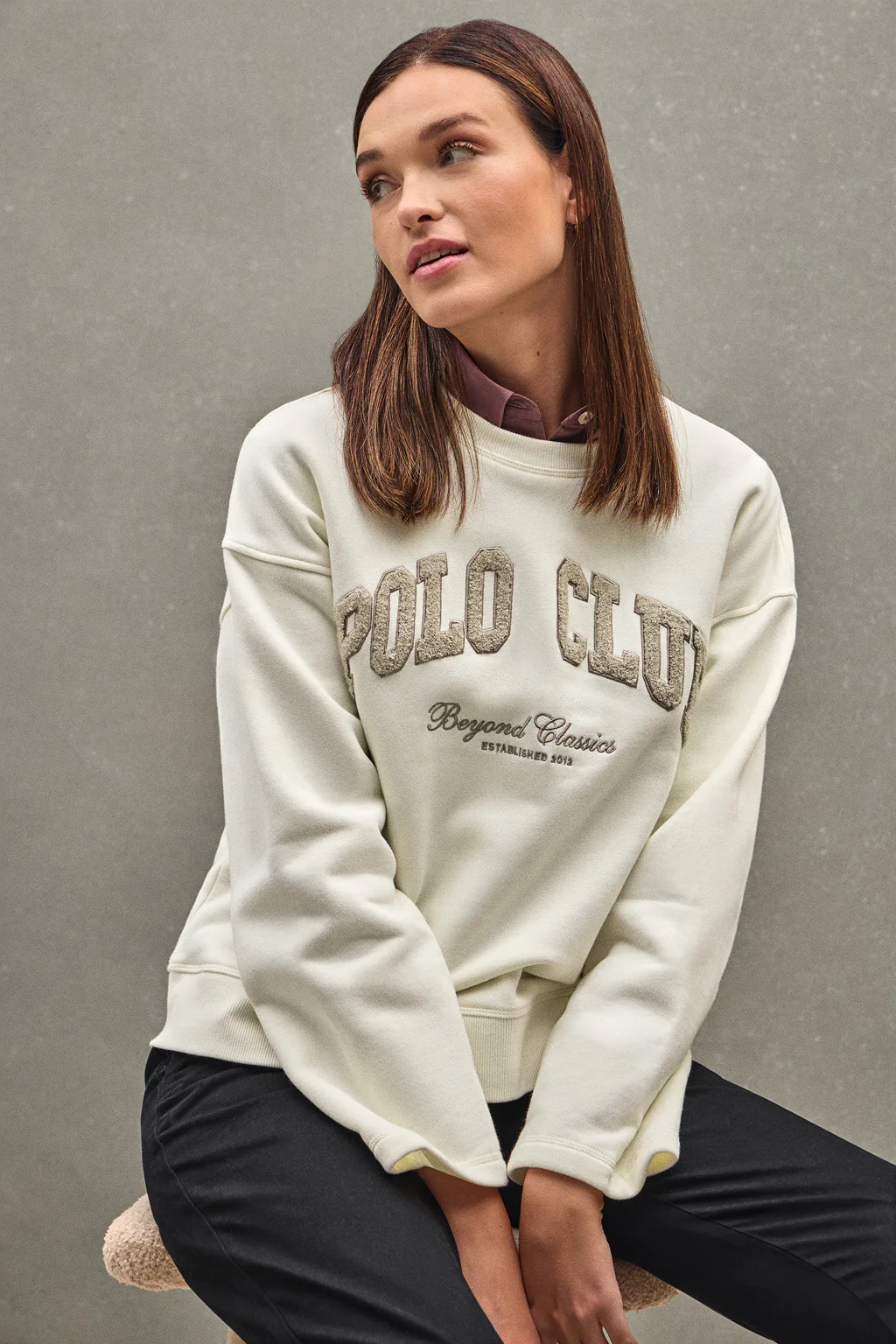 Nude wide-fit sweatshirt with Established 2012 Polo Club logo - Image 4