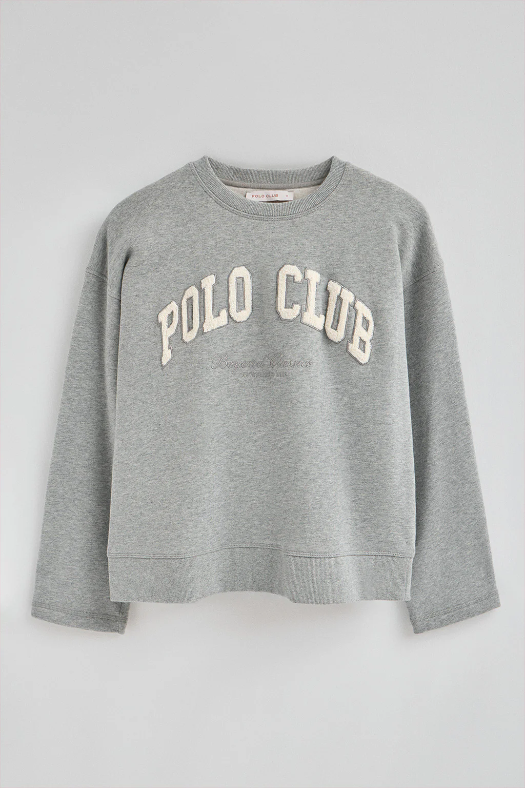 Grey-marl wide-fit sweatshirt with Established 2012 Polo Club logo - Image 6