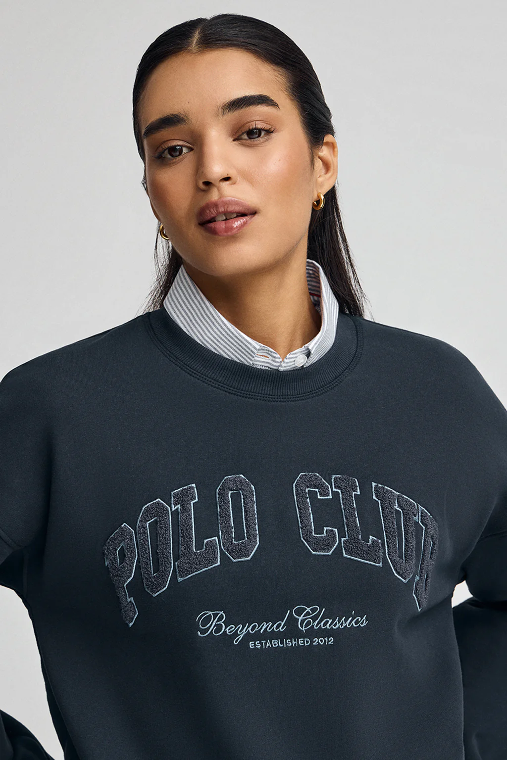 Navy-blue wide-fit sweatshirt with Established 2012 Polo Club logo - Image 2