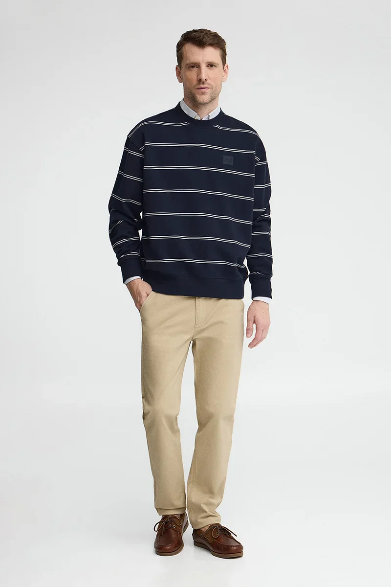Navy-blue striped sweatshirt with Polo Club patch - Image 4