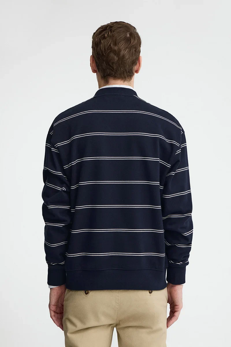 Navy-blue striped sweatshirt with Polo Club patch - Image 5