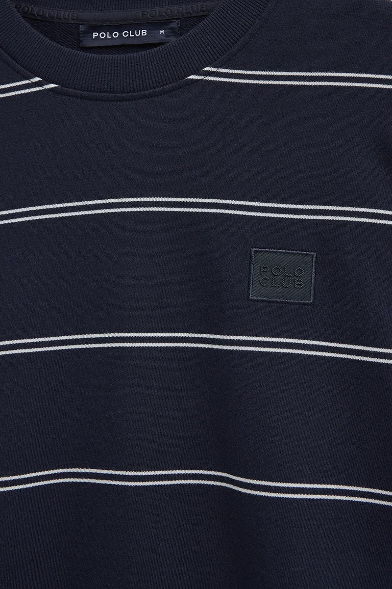 Navy-blue striped sweatshirt with Polo Club patch - Image 7