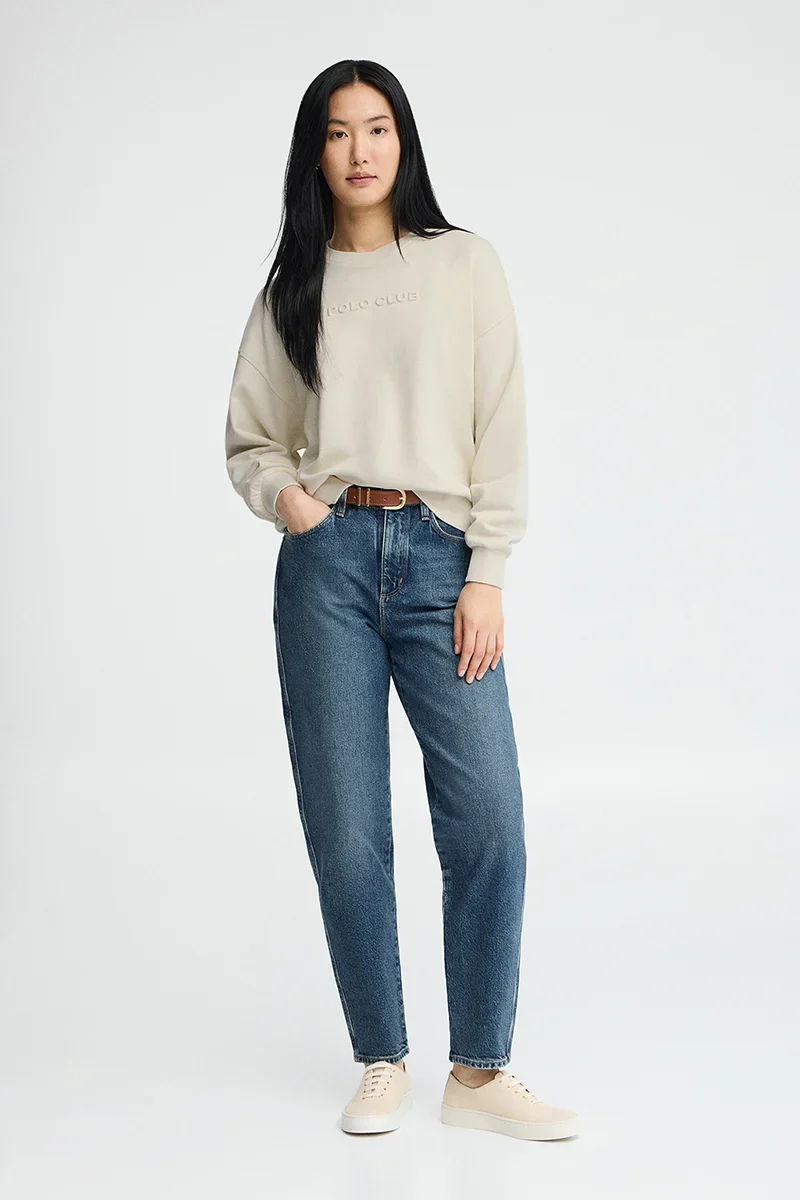 Nude loose-fit sweatshirt with Polo Club raised logo - Image 3