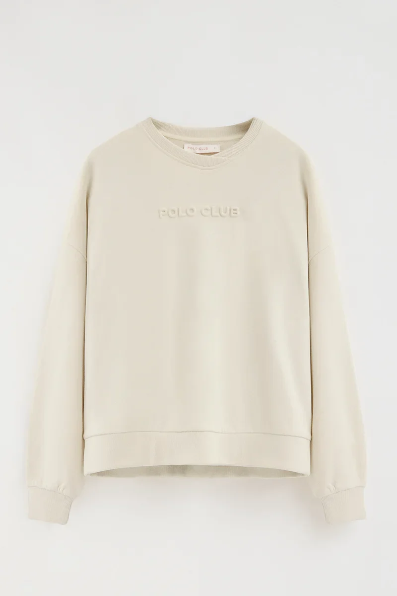 Nude loose-fit sweatshirt with Polo Club raised logo - Image 8
