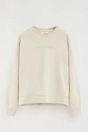 Nude loose-fit sweatshirt with Polo Club raised logo - Image 9
