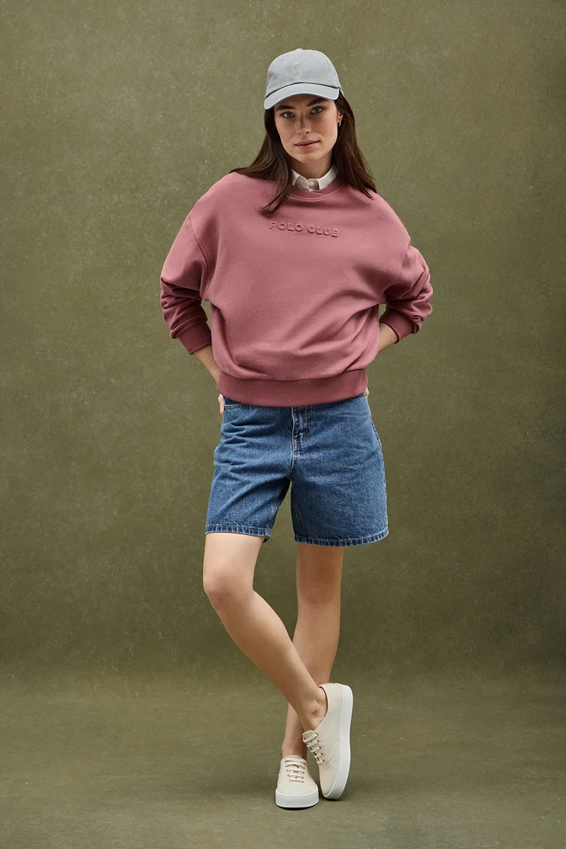 Pink loose-fit sweatshirt with Polo Club raised logo - Image 4