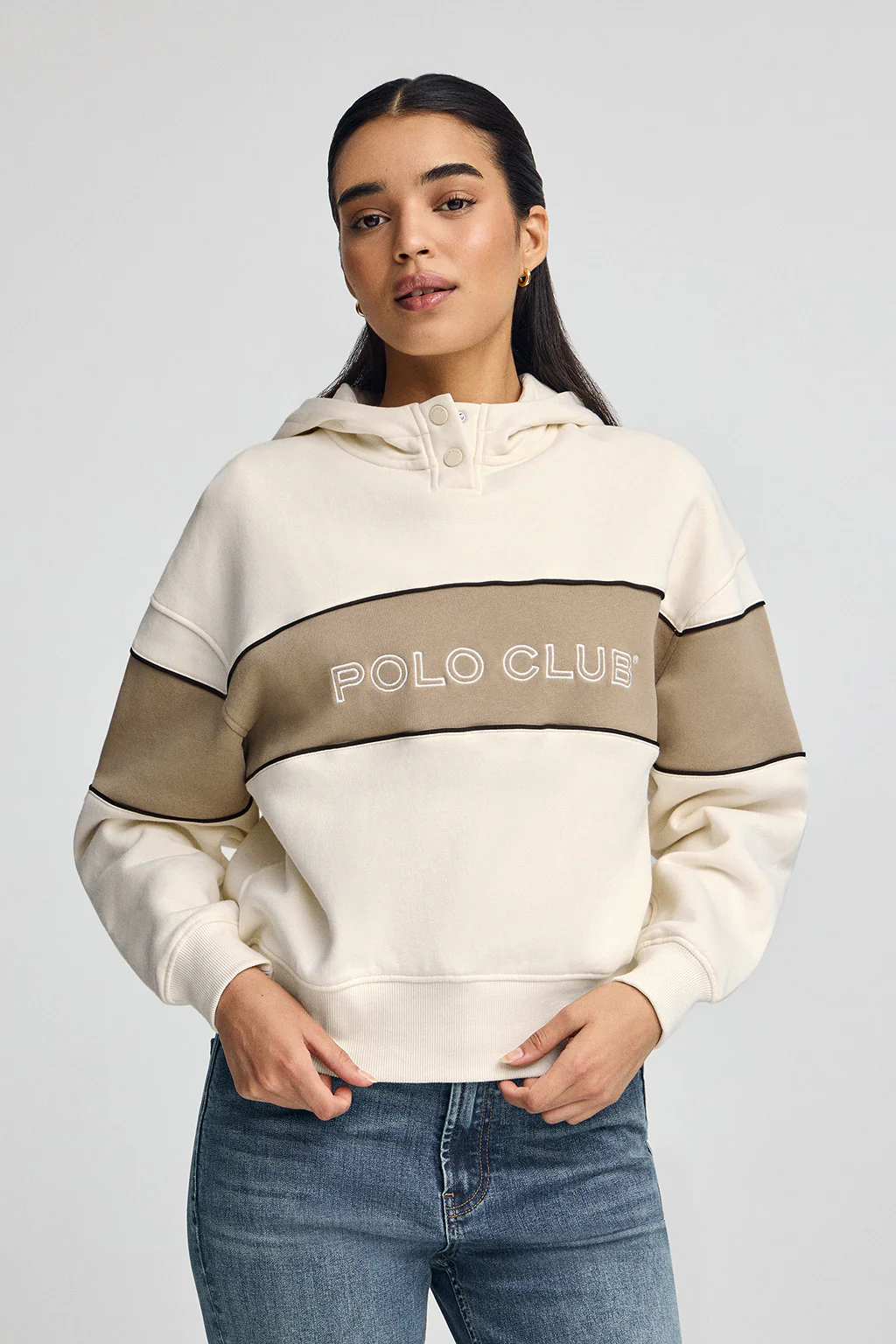 Nude hoodie with Polo Club logo