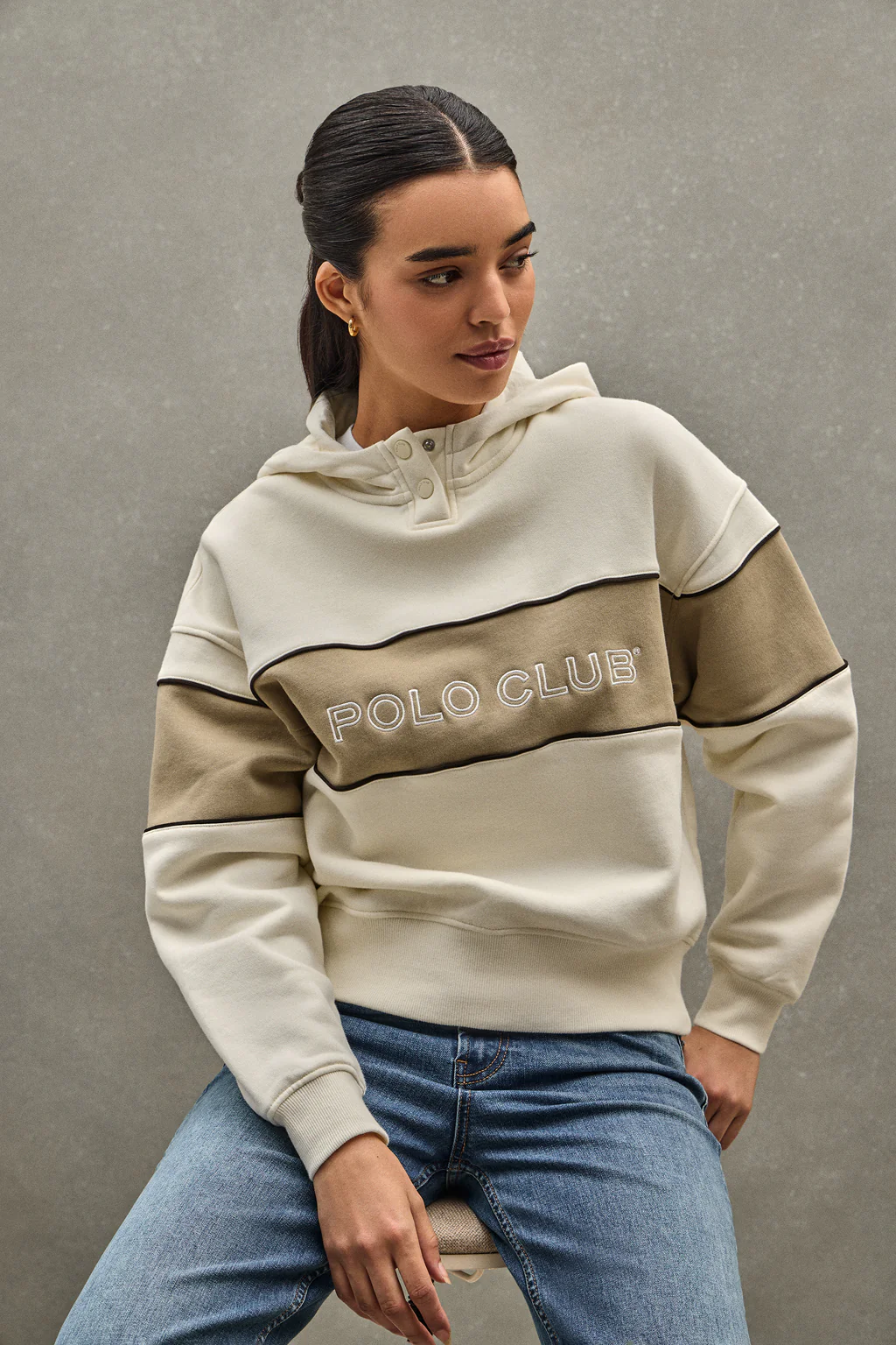 Nude hoodie with Polo Club logo - Image 3
