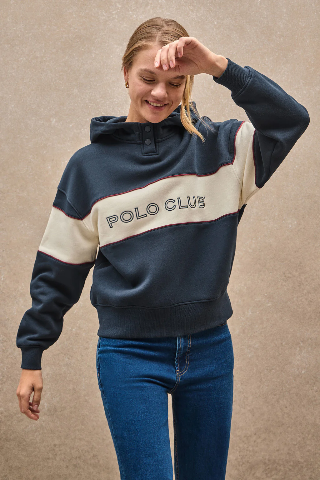 Navy-blue hoodie with Polo Club logo