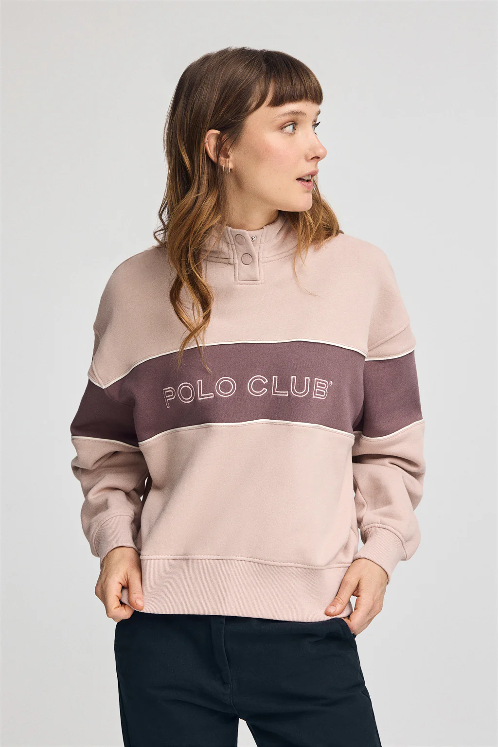 Pale-pink hoodie with Polo Club logo