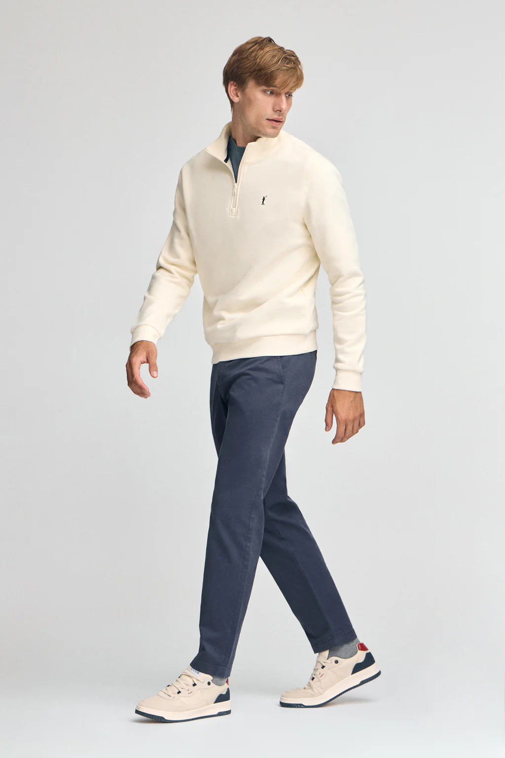 Nude half-zip sweatshirt with Rigby Go logo - Image 3
