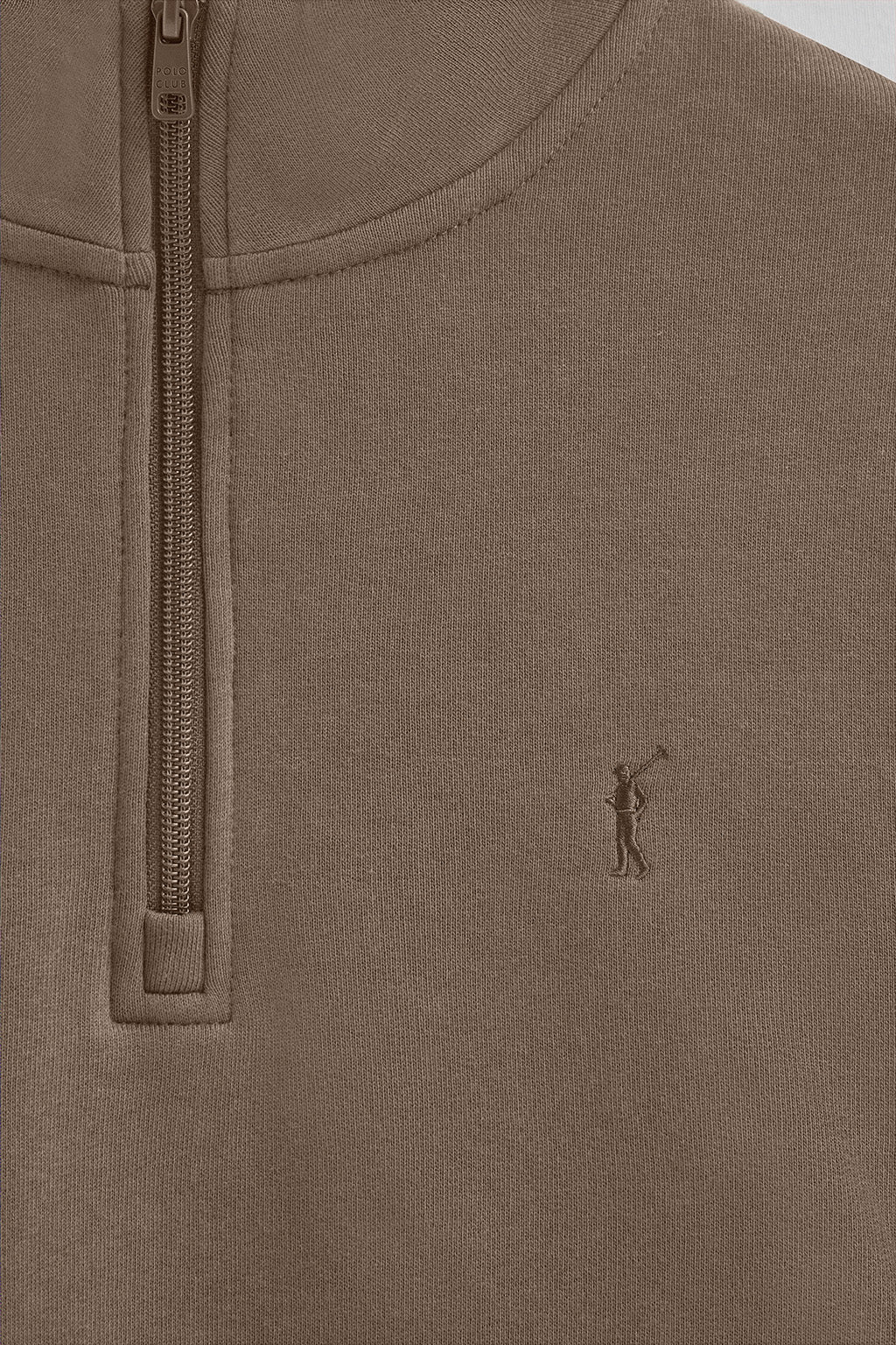 Brown half-zip sweatshirt with Rigby Go logo - Image 6