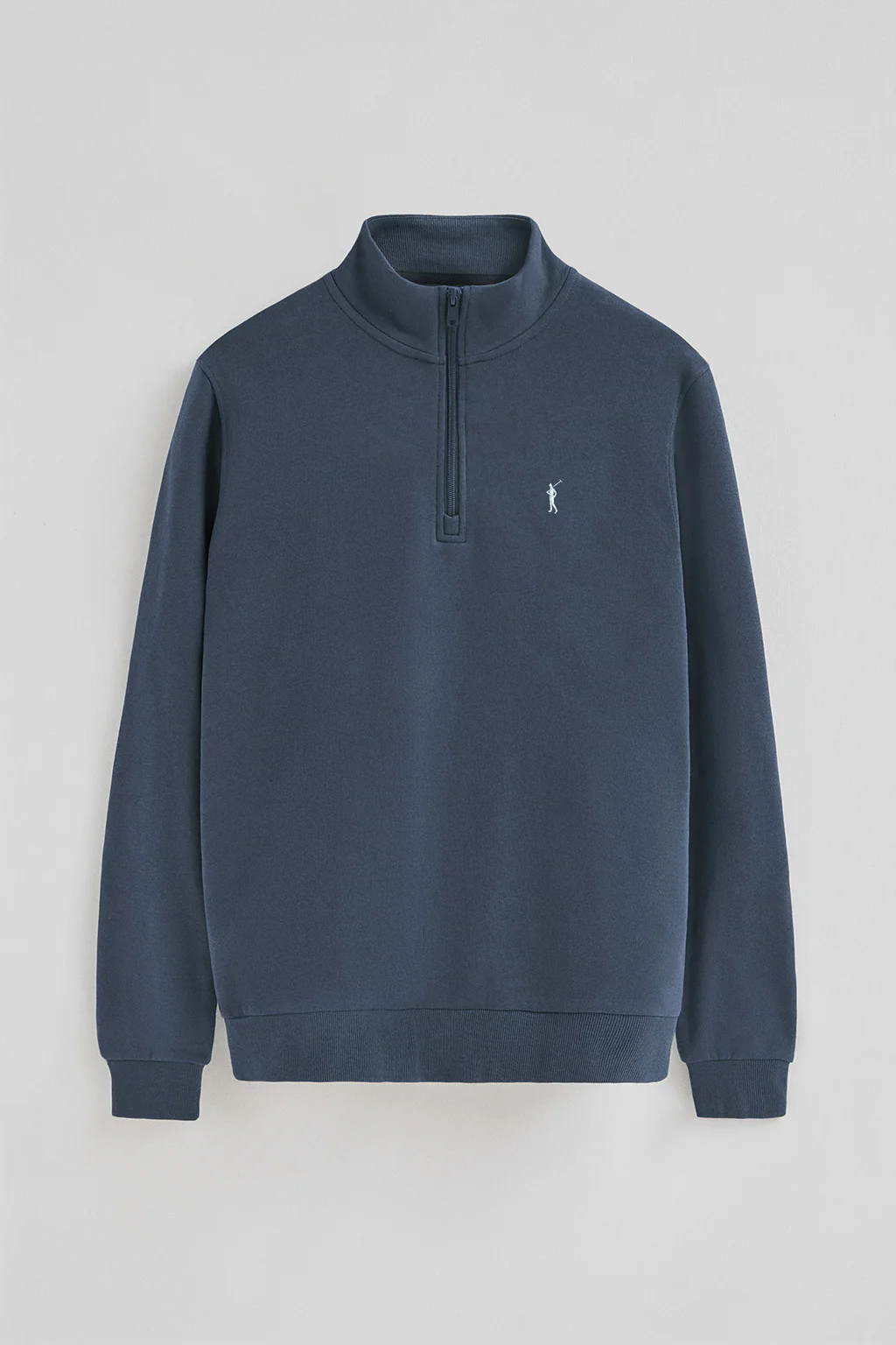 Denim-blue half-zip sweatshirt with Rigby Go logo - Image 7