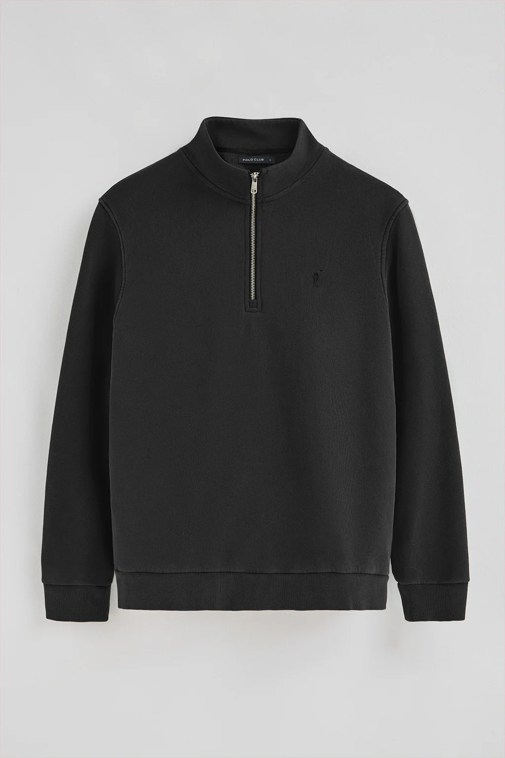 Black half-zip sweatshirt with washed effect and Rigby Go logo - Image 7