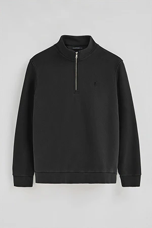 Black half-zip sweatshirt with washed effect and Rigby Go logo - Image 8