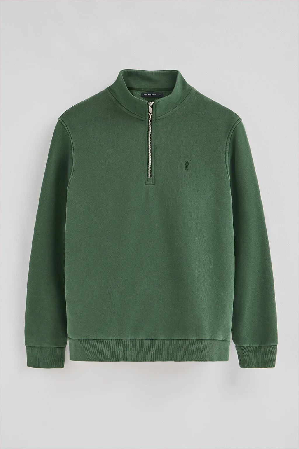 Bottle-green half-zip sweatshirt with washed effect and Rigby Go logo - Image 7