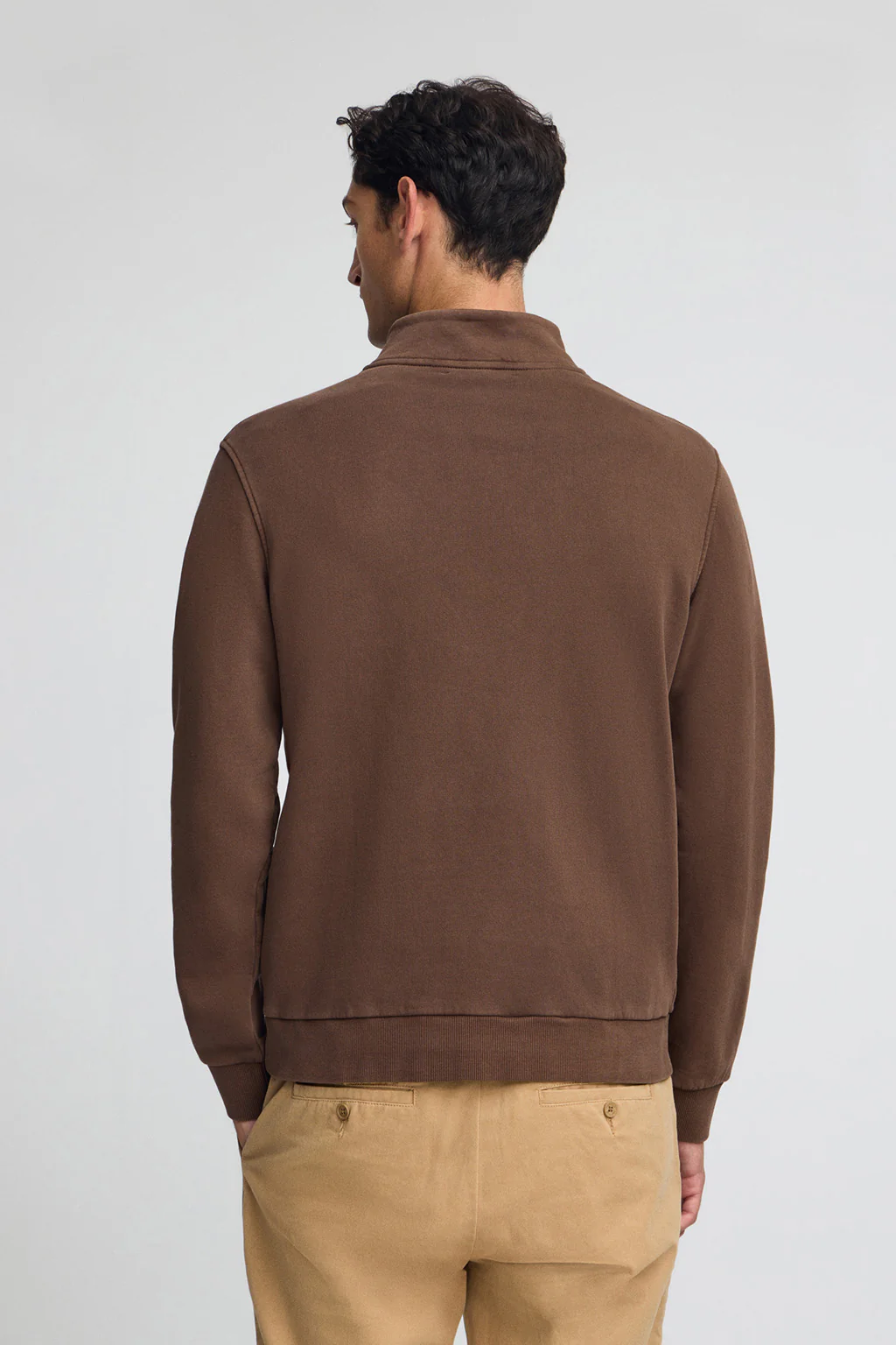 Dark-brown half-zip sweatshirt with washed effect and Rigby Go logo - Image 4