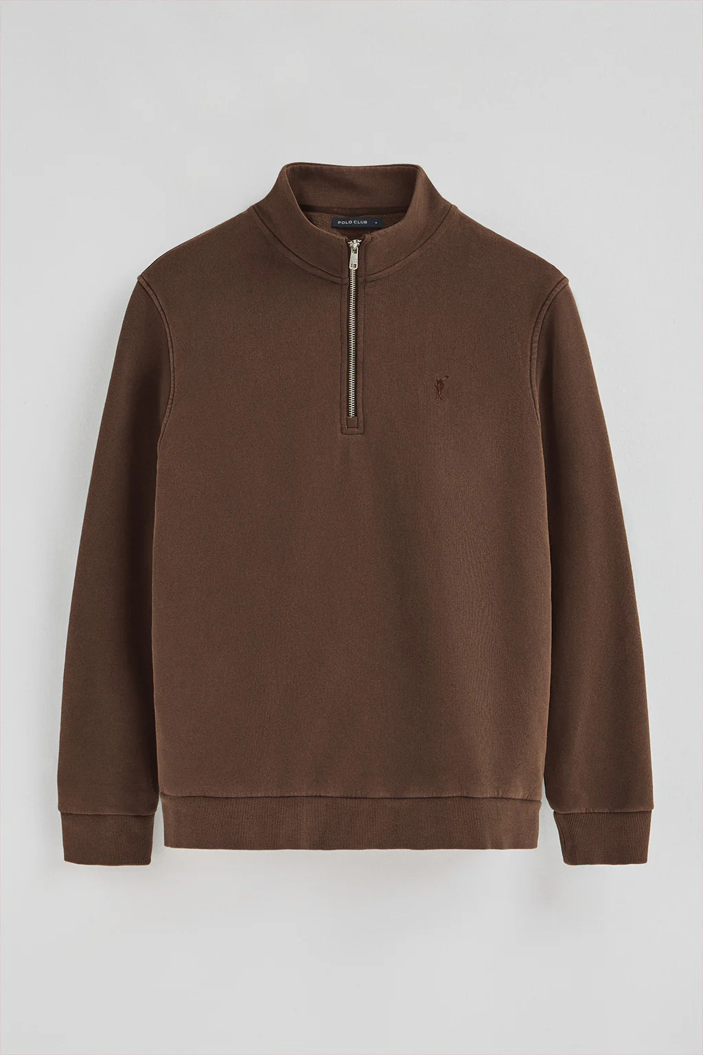 Dark-brown half-zip sweatshirt with washed effect and Rigby Go logo - Image 5
