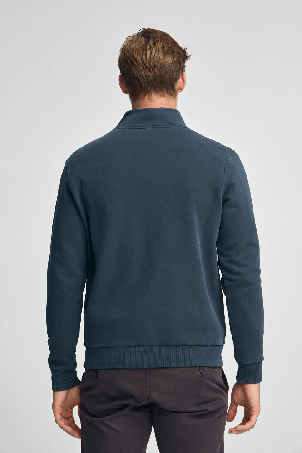 Navy-blue half-zip sweatshirt with washed effect and Rigby Go logo - Image 4