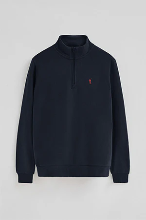 Navy-blue half-zip sweatshirt with Rigby Go logo - Image 8