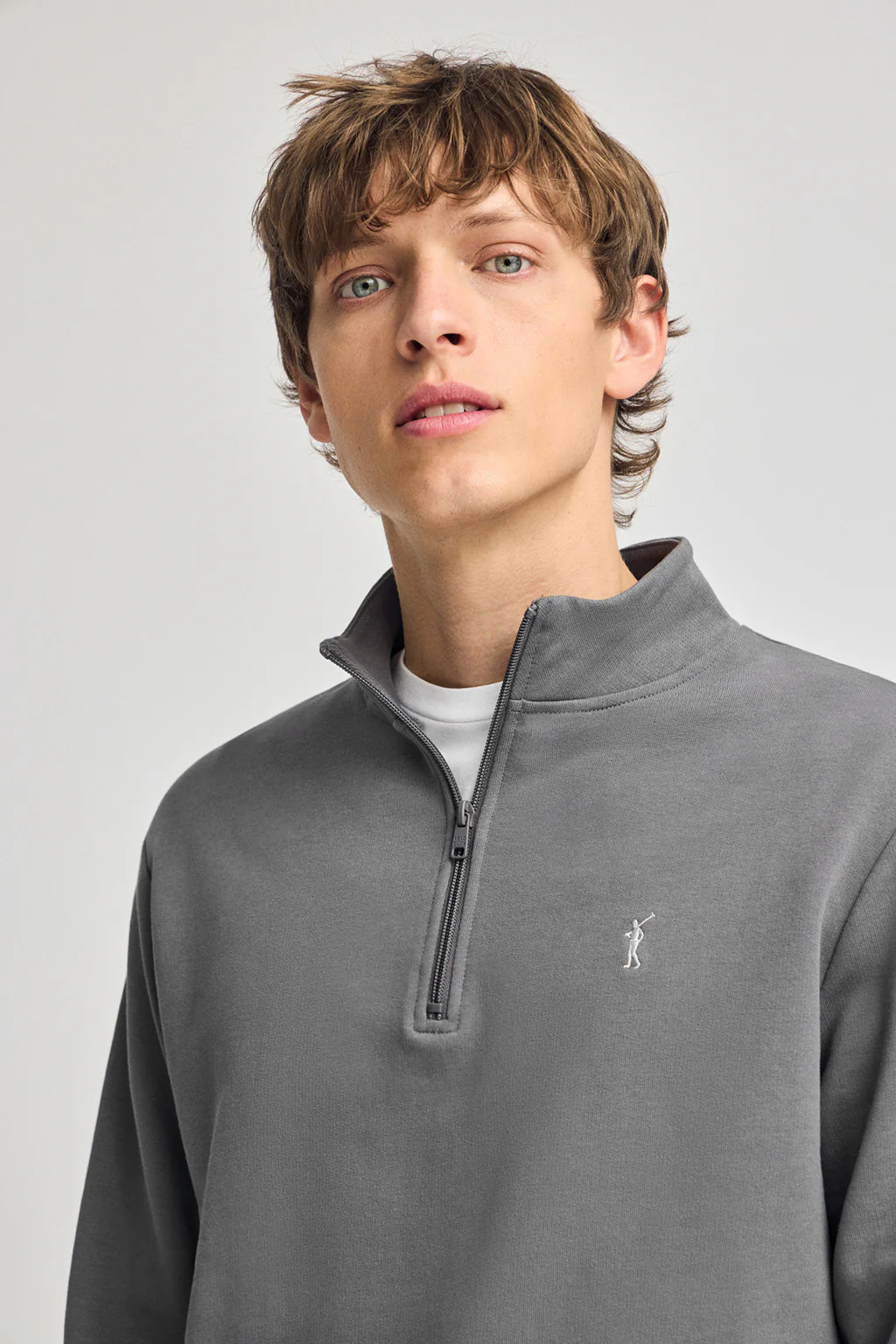 Asphalt-grey half-zip sweatshirt with Rigby Go embroidery - Image 3