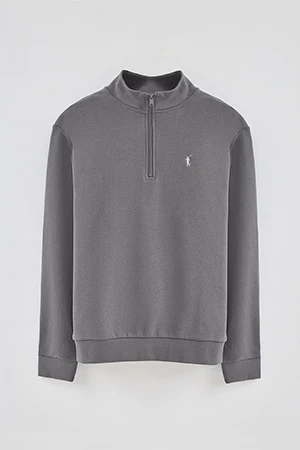 Asphalt-grey half-zip sweatshirt with Rigby Go embroidery - Image 8