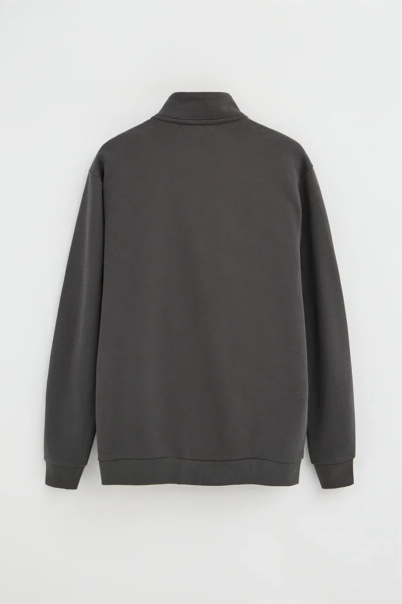 Dark-grey high-neck sweatshirt with full zip and Rigby Go embroidery - Image 7