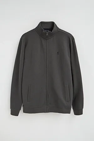 Dark-grey high-neck sweatshirt with full zip and Rigby Go embroidery - Image 8