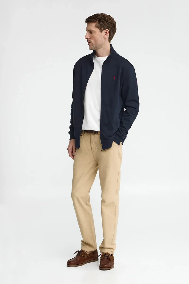 Navy-blue high-neck sweatshirt with full zip and Rigby Go embroidery - Image 4