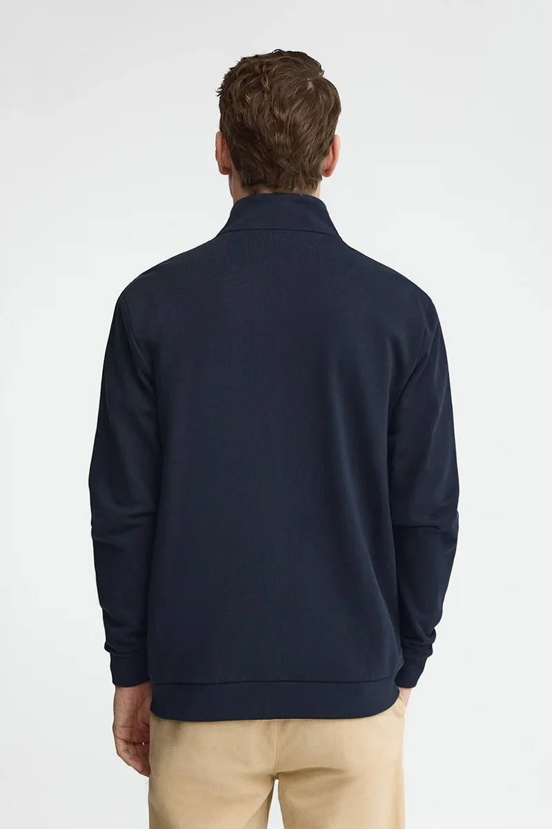 Navy-blue high-neck sweatshirt with full zip and Rigby Go embroidery - Image 5