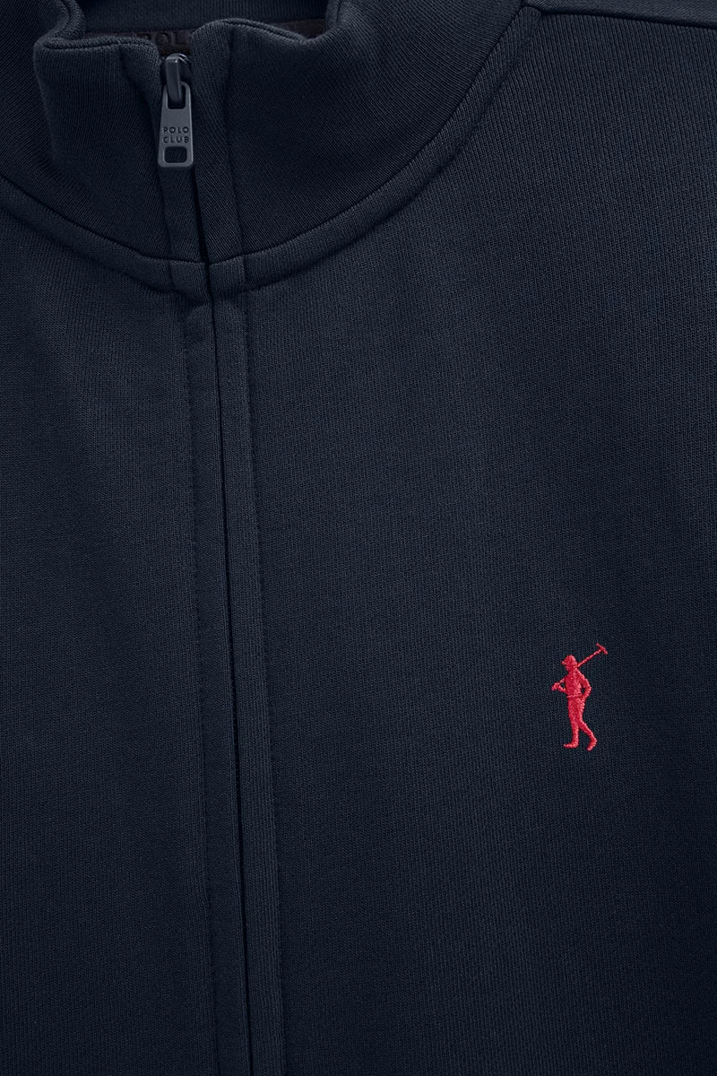 Navy-blue high-neck sweatshirt with full zip and Rigby Go embroidery - Image 7