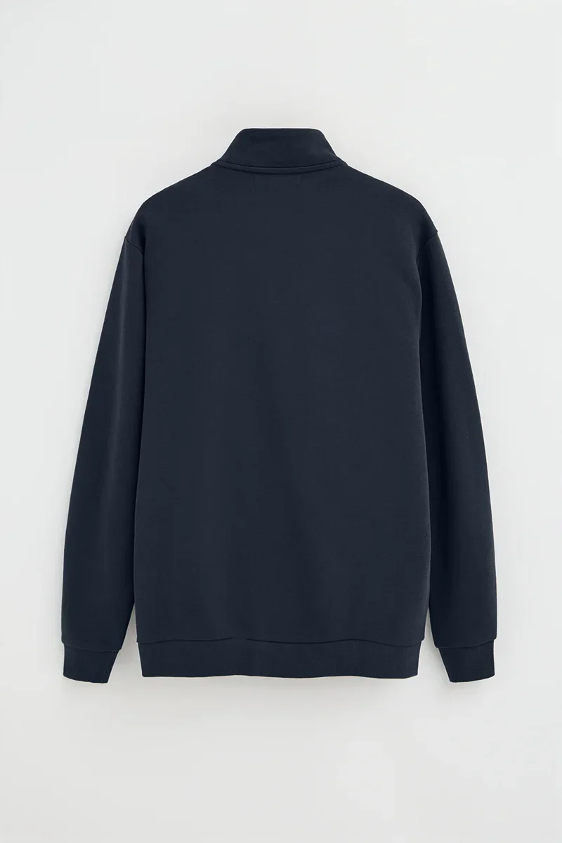Navy-blue high-neck sweatshirt with full zip and Rigby Go embroidery - Image 8