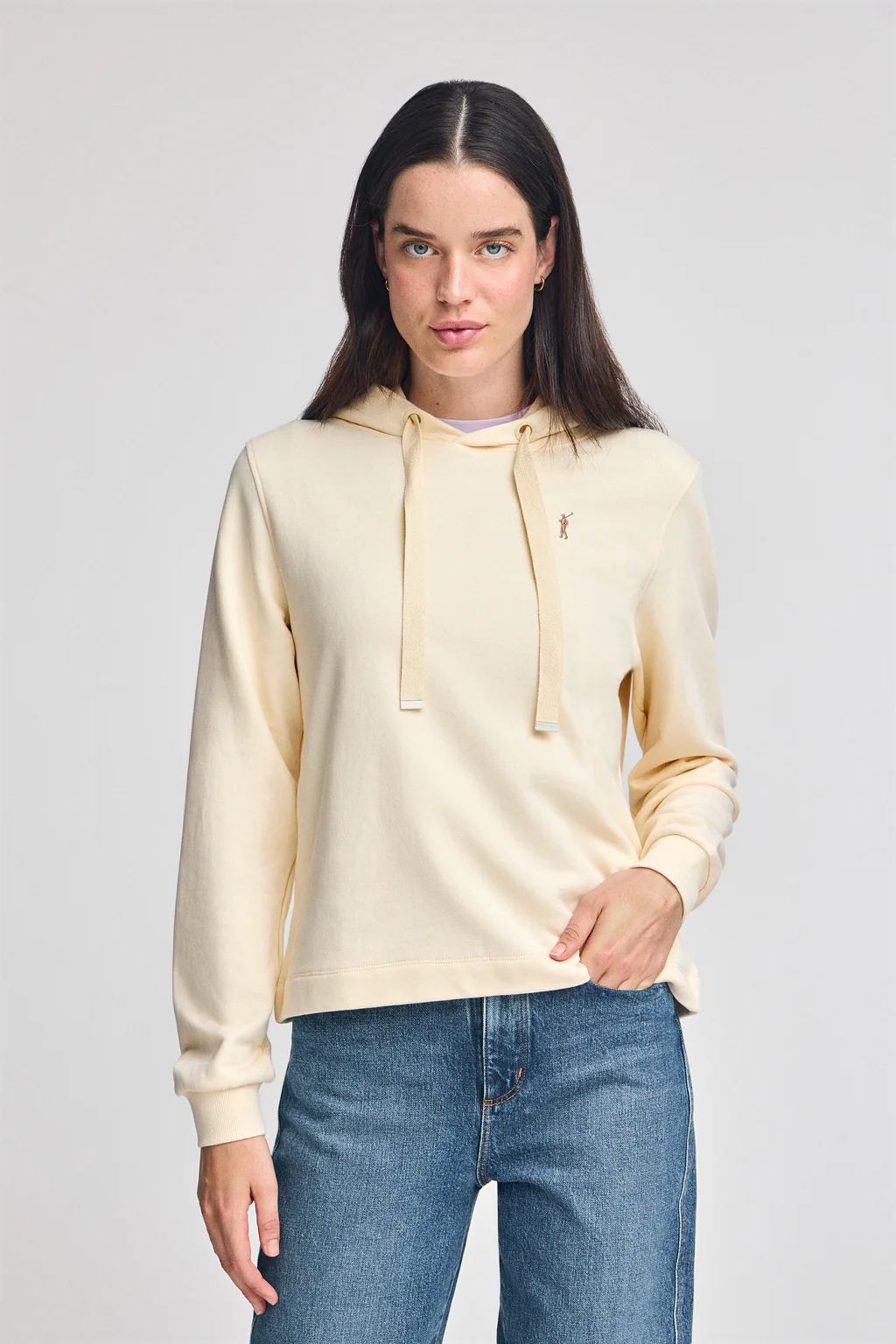 Nude hoodie with Rigby Go embroidery