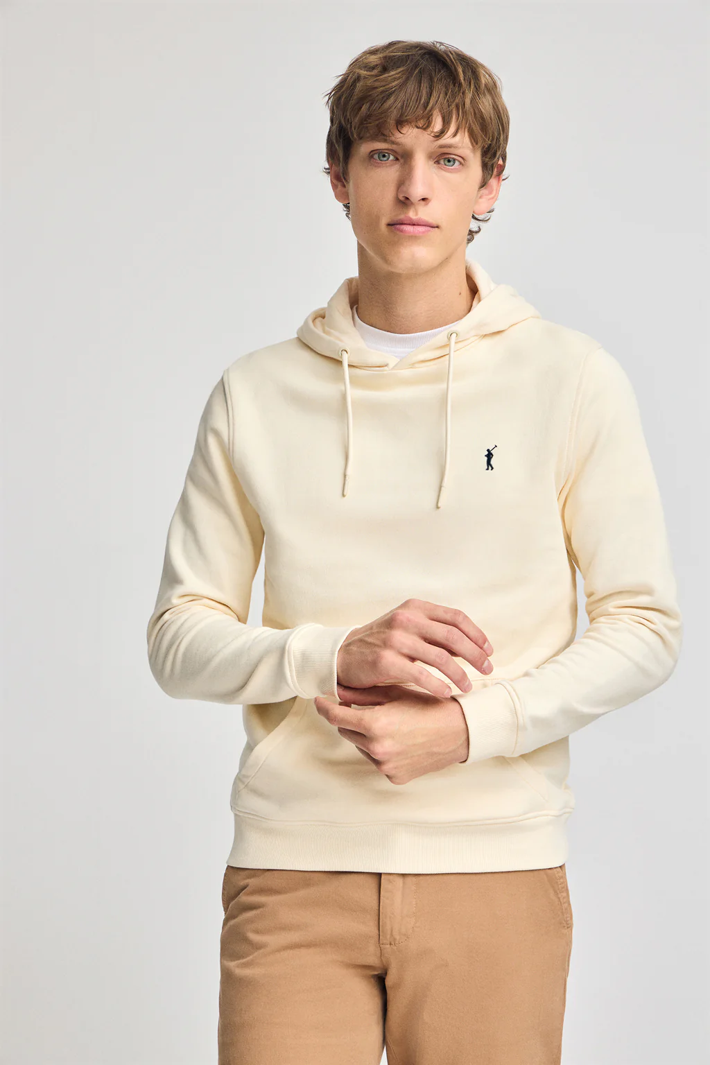 Nude hoodie with Rigby Go embroidery
