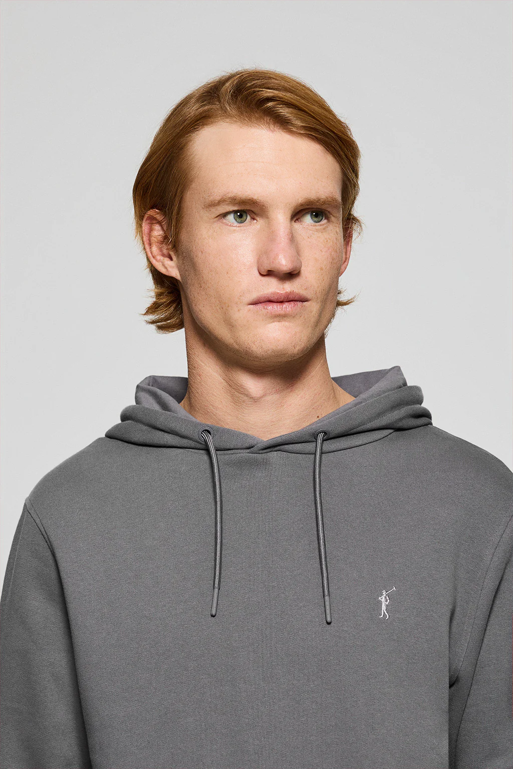 Asphalt-grey hoodie with pockets and Rigby Go embroidered logo - Image 3