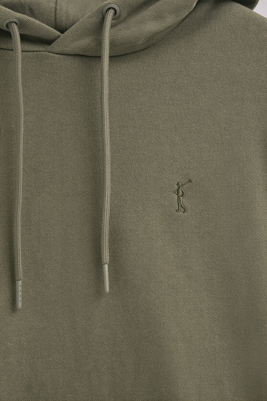 Army-green regular-fit hoodie with Rigby Go logo - Image 6