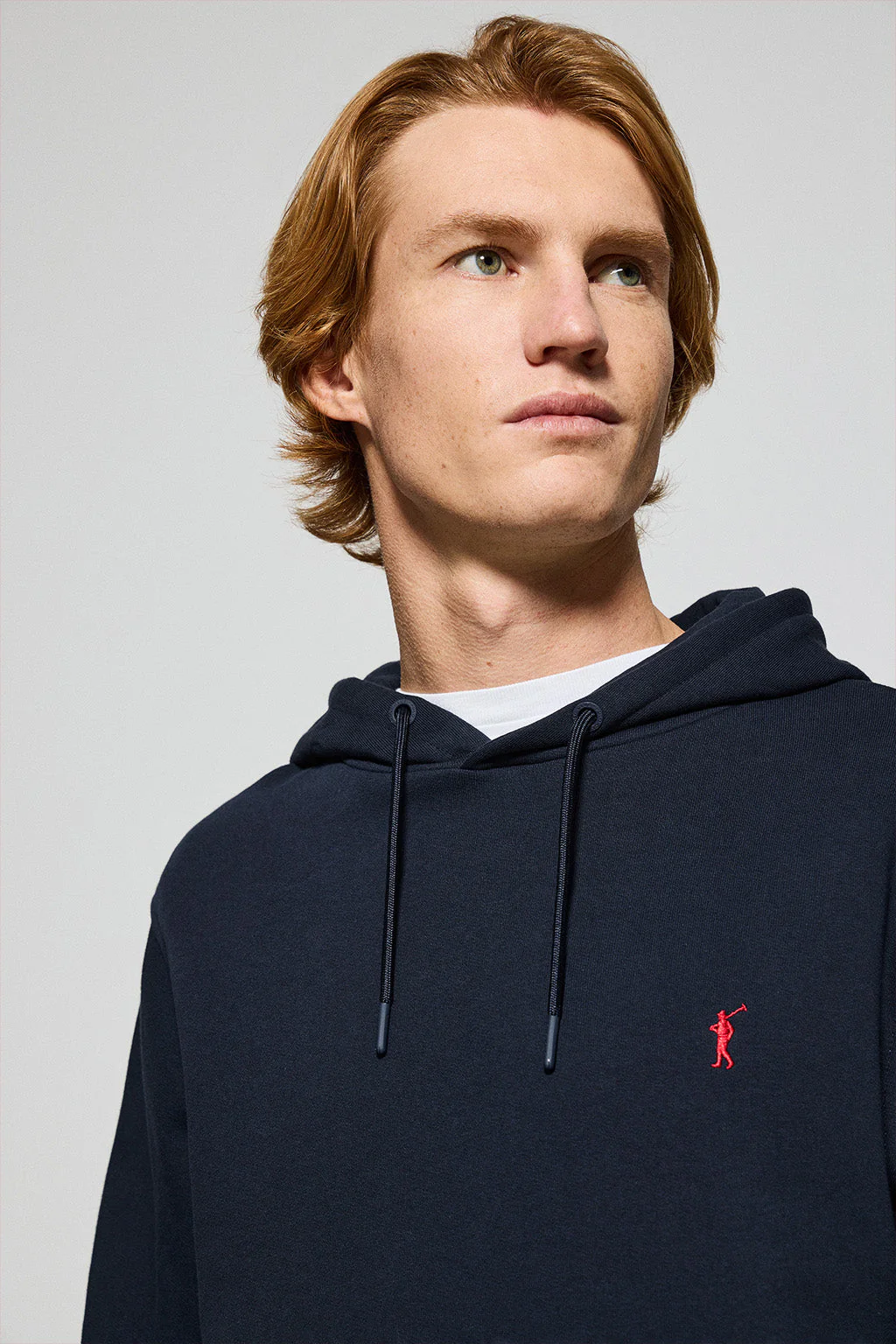 Navy-blue hoodie with pockets and Rigby Go embroidered logo - Image 2