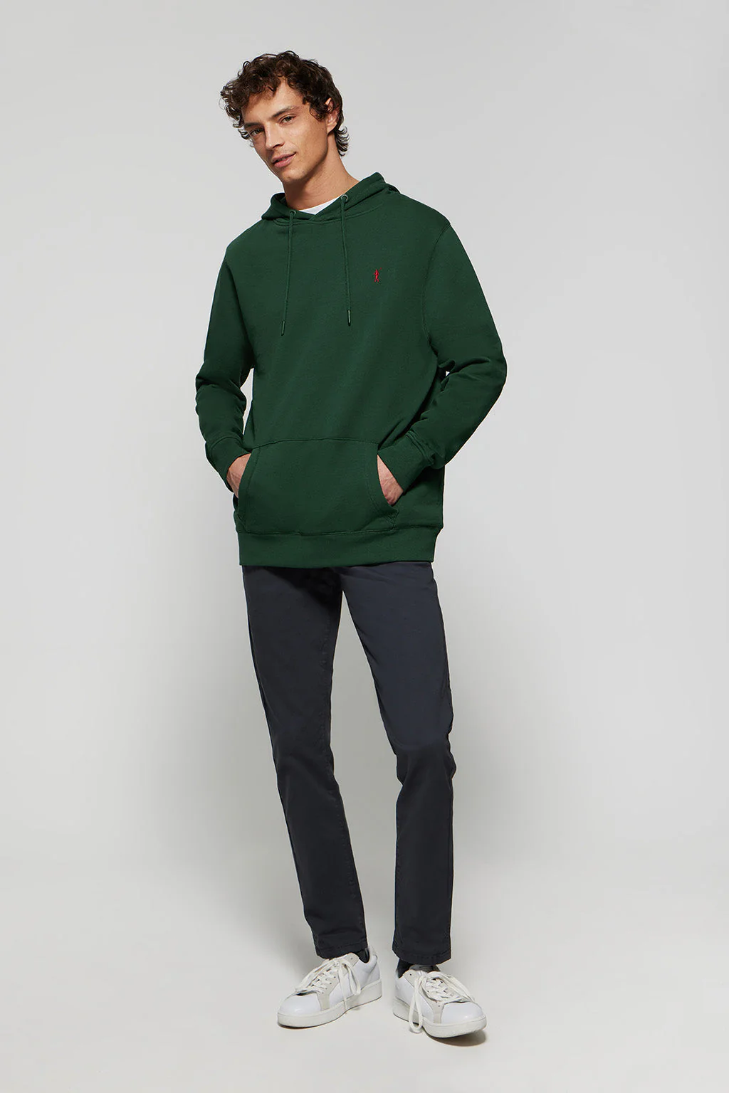 Bottle-green hoodie with pockets and Rigby Go logo - Image 2