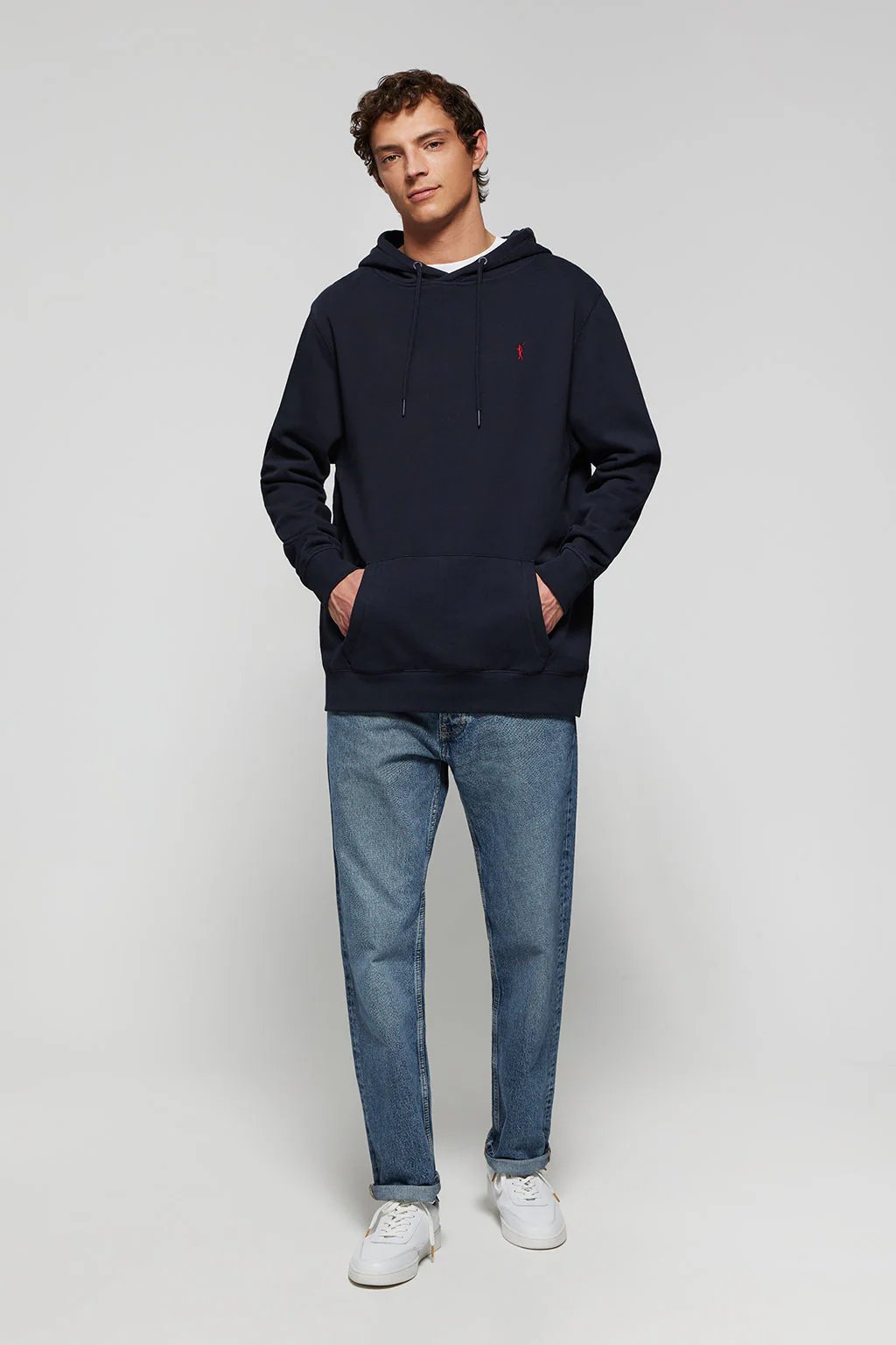 Navy-blue hoodie with pockets and Rigby Go logo - Image 3