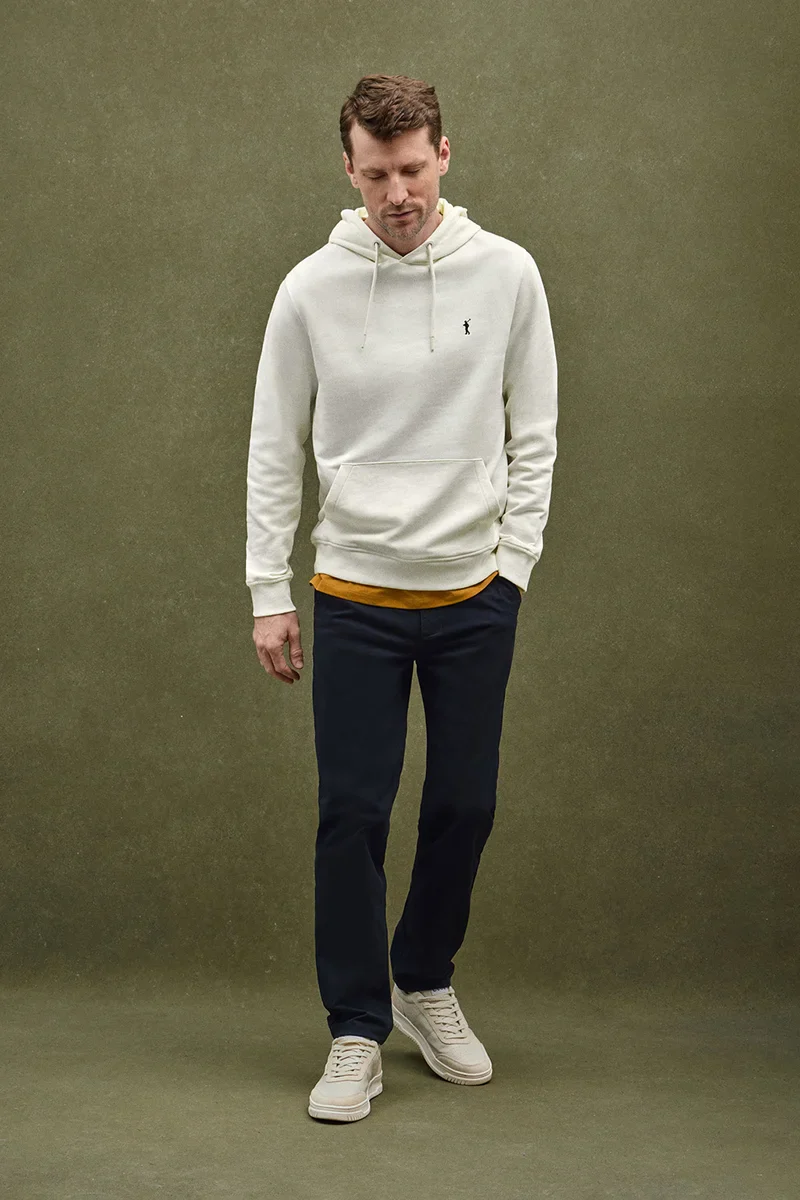 Nude hoodie with Rigby Go embroidery
