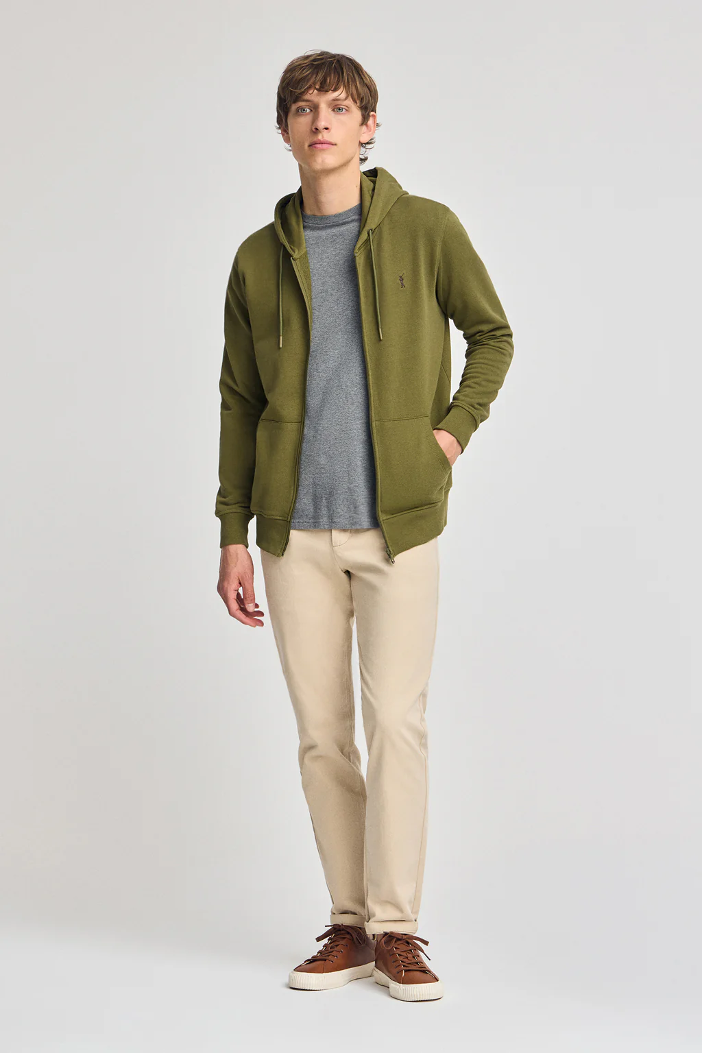 Green zipped hoodie with Rigby Go logo - Image 4