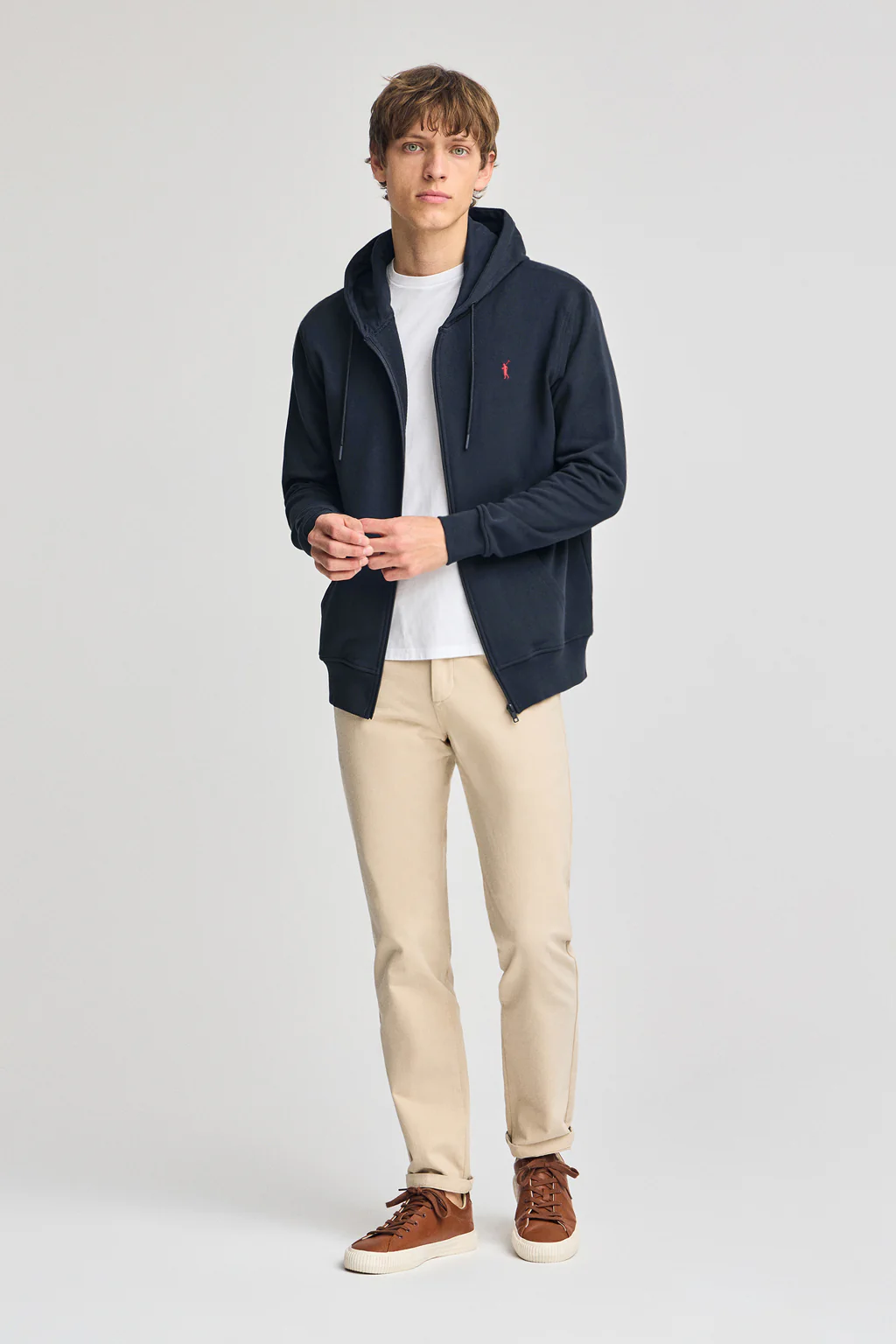 Navy-blue zipped hoodie with Rigby Go logo - Image 4