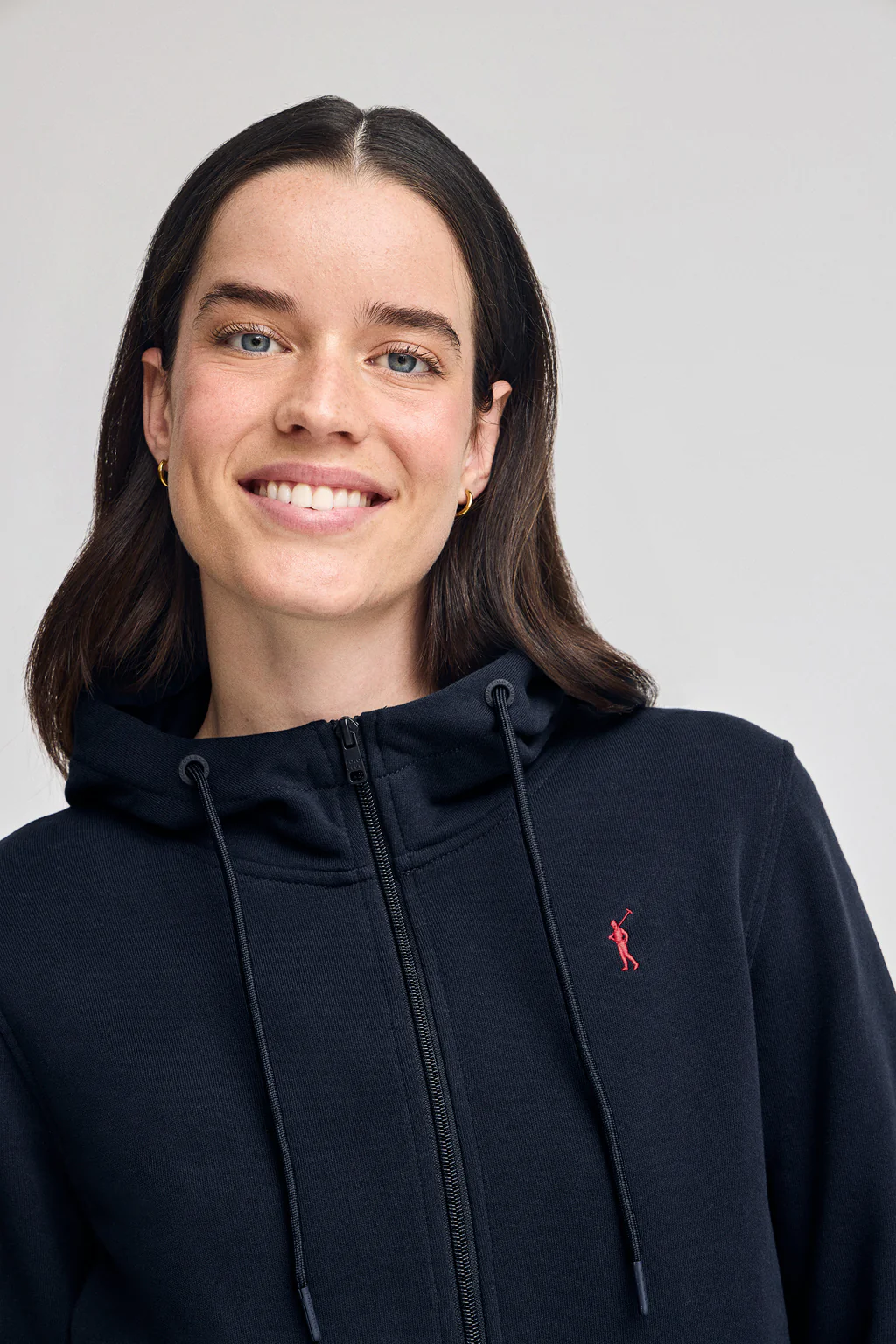 Navy-blue hoodie with zip and Rigby Go embroidery - Image 3