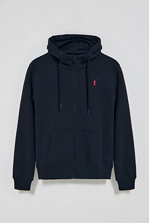 Navy-blue hoodie with zip and Rigby Go embroidery - Image 8