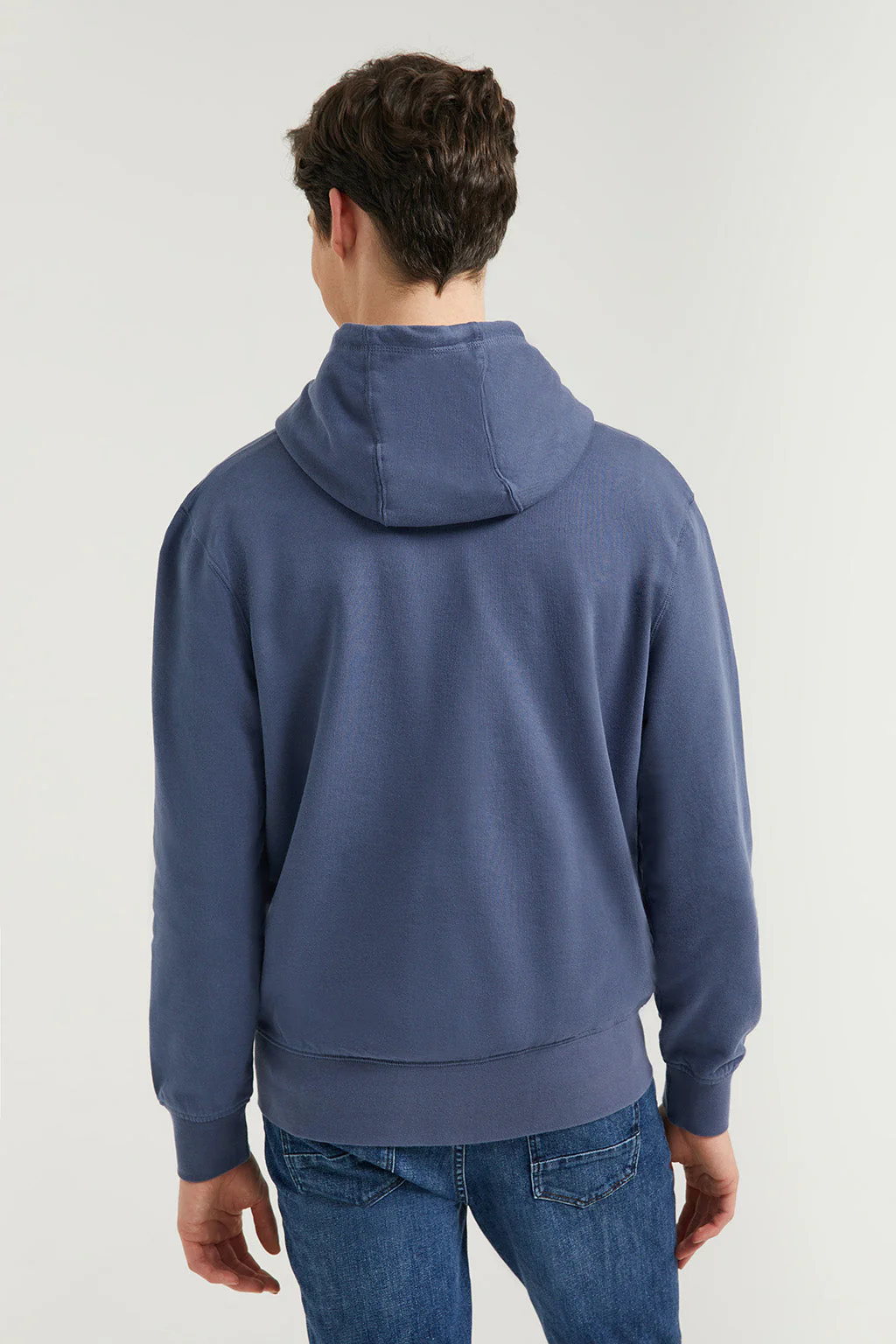 Denim-blue zip-through hoodie with Rigby Go logo - Image 6