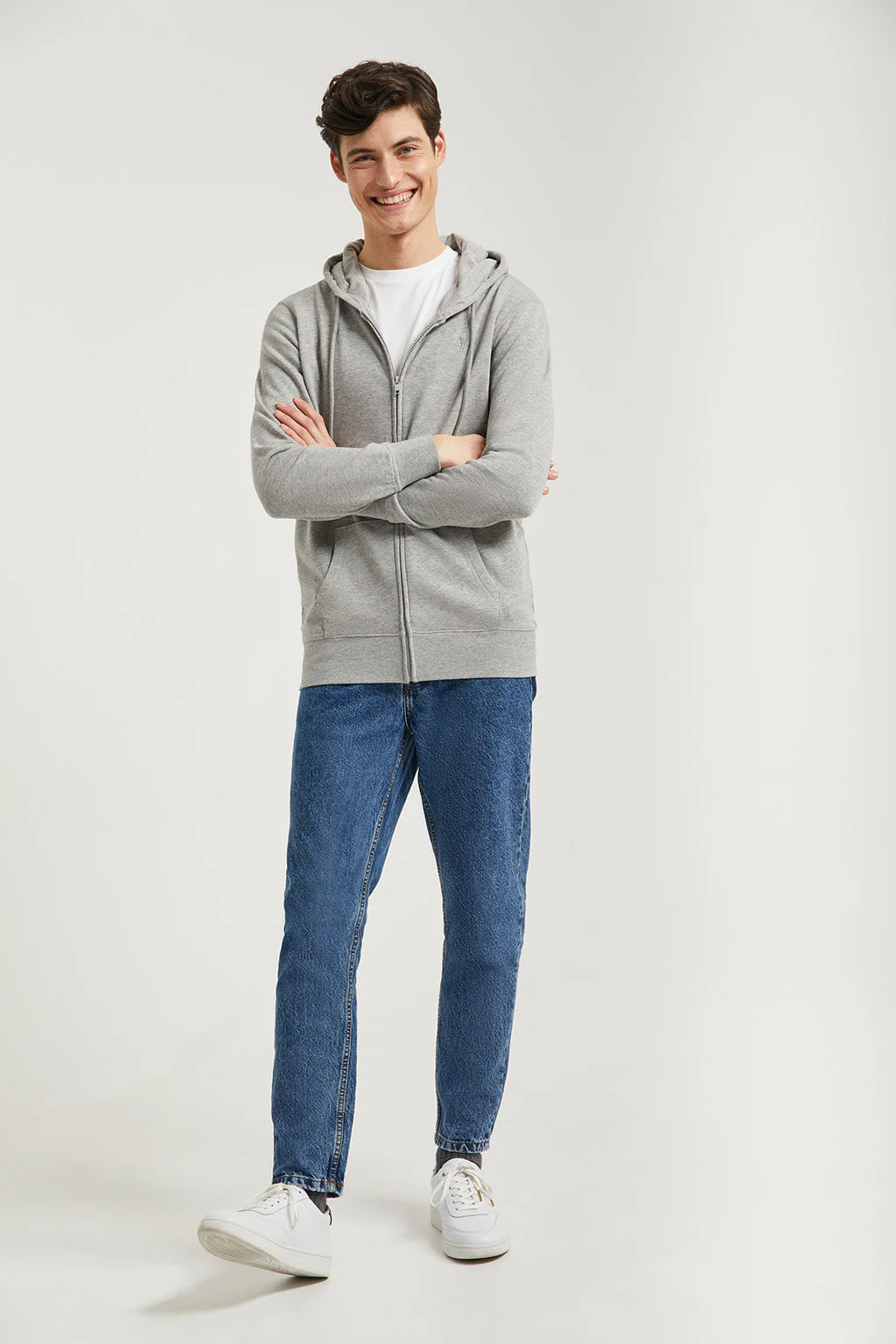 Grey-vigore zip-through hoodie with Rigby Go logo - Image 3
